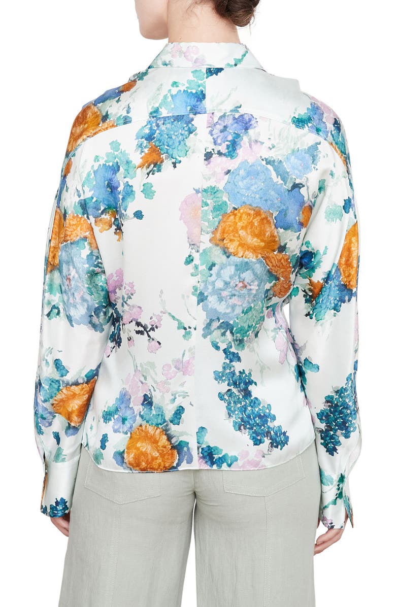 Vince Painted Bouquet Long Sleeve Silk Button-Up Shirt, Alternate, color, 