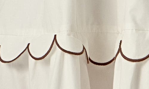English Factory Contrast Scalloped Trim Cotton Midi Dress In White