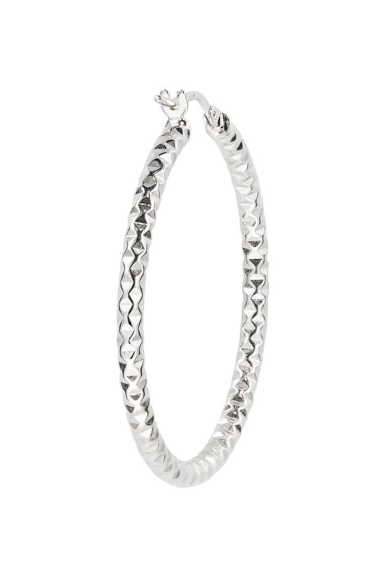 14K Gold Textured Hoop Earrings, Alternate, color, 14K WHITE GOLD