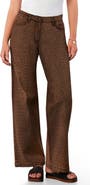 Wash Lab Denim Animal Print Straight Leg Jeans