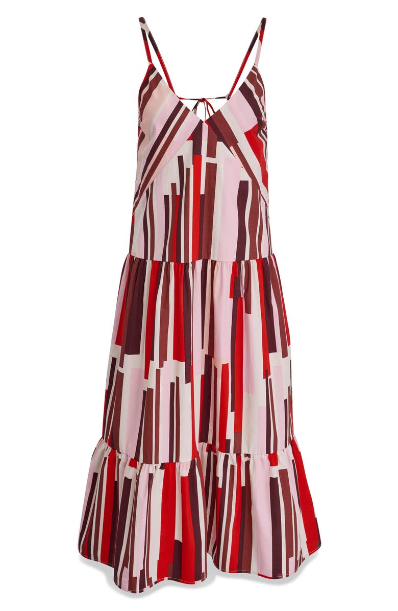 BCBG Stripe Cotton Maxi Dress, Alternate, color, Rouge Amour Multi