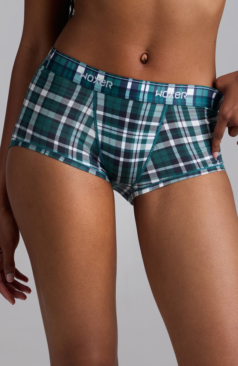 Woxer Bold Ultrasoft Boyshorts, Main, color, Balsam Plaid