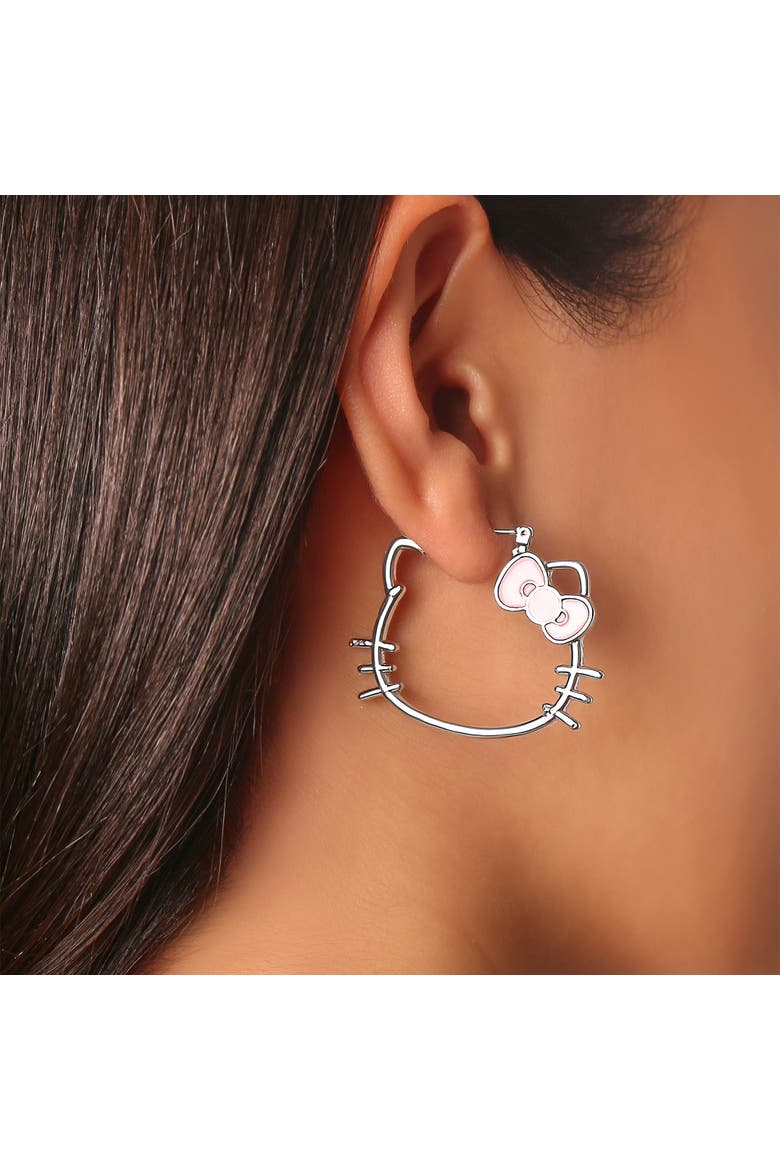 Silhouette Hoop Earrings, Alternate, color, Silver