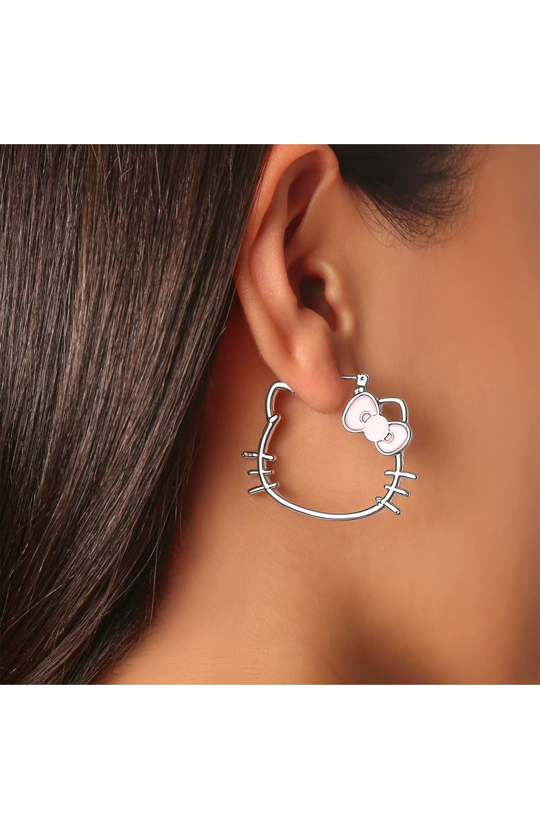 Hello Kitty Silhouette Hoop Earrings, Alternate, color, Silver