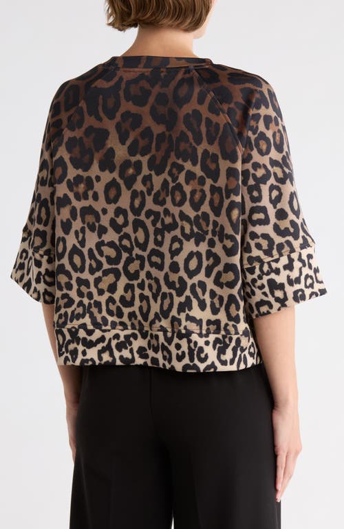 T Tahari Three-quarter Sleeve Scuba Top In Animal Print