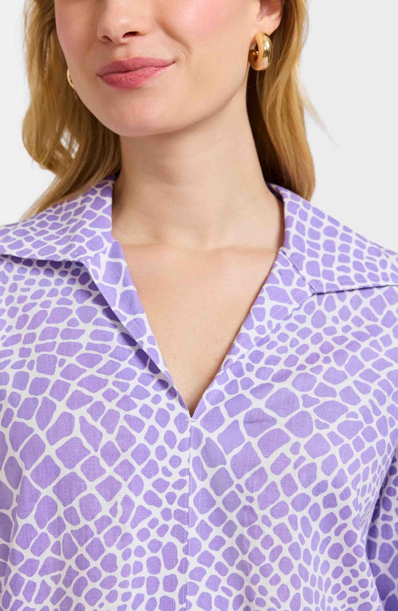Foxcroft Agnes Print Three-Quarter Sleeve Popover Top, Alternate, color, Amethyst/ White