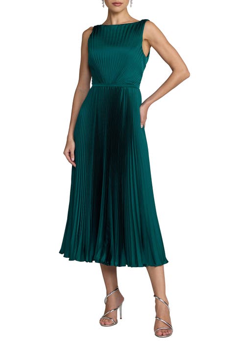 Petite Sleeveless High Neck Pleated Midi Dress