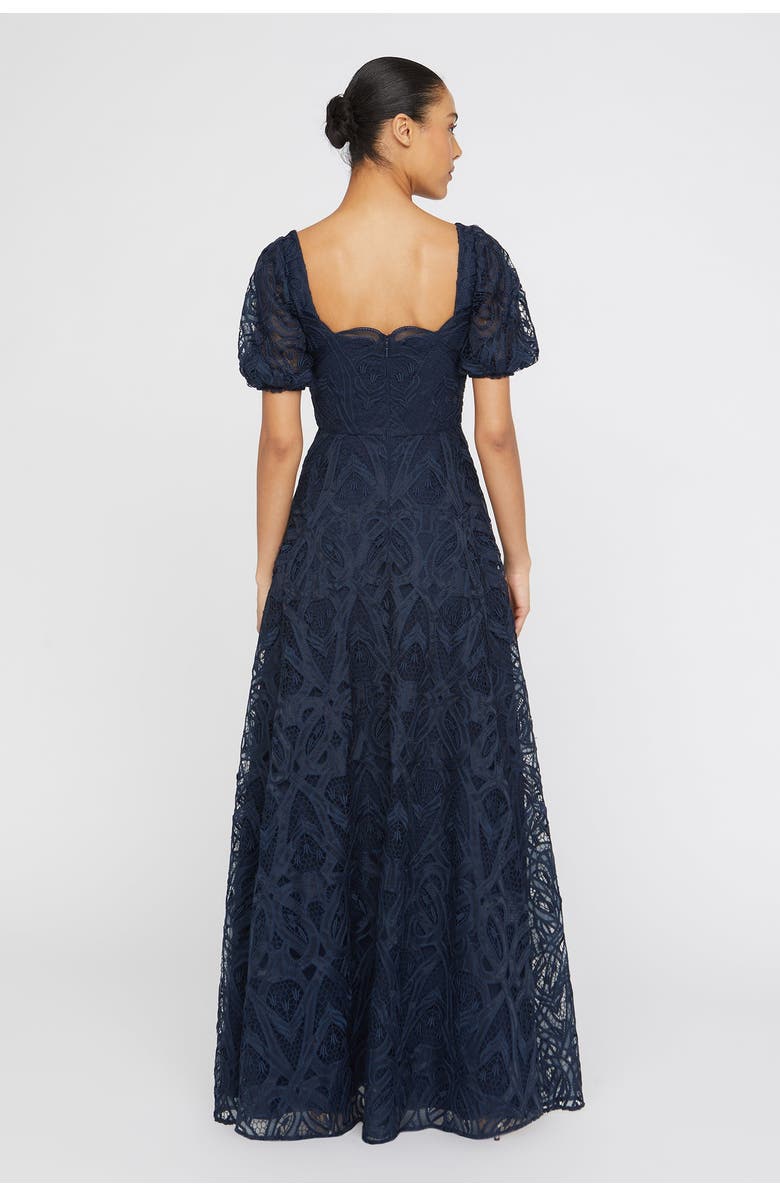 Theia Dominique Puff Sleeves Gown, Alternate, color, Odyssey Grey