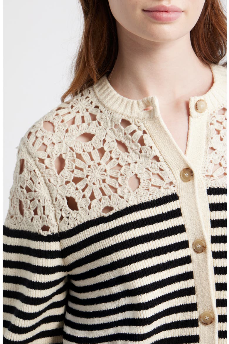 The Coastal Stripe Crochet Cardigan, Alternate, color, CREAM MULTI
