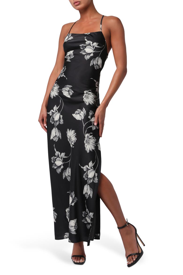 Cori Crossback Maxi Dress, Main, color, BLACK FLORAL