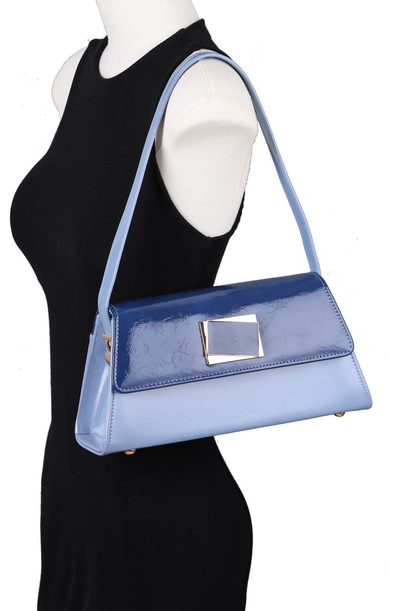 NINETY UNION Patent Faux Leather Handbag, Alternate, color, Blue Multi