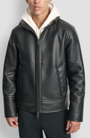 DKNY Faux Fur Lined Pebble Jacket