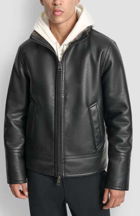 DKNY Faux Fur Lined Pebble Jacket