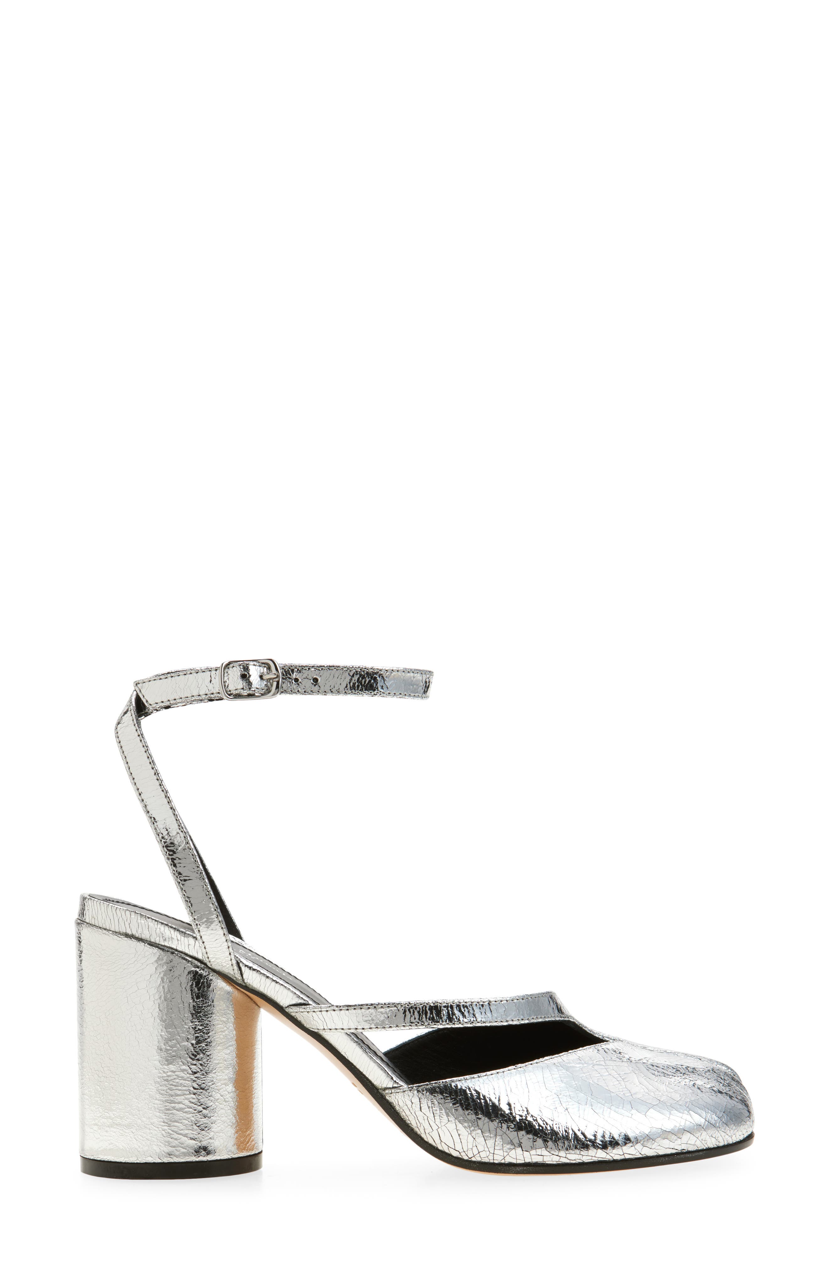 Maison Margiela Tabi Metallic Ankle Strap Pump, Alternate, color, Metallic Silver