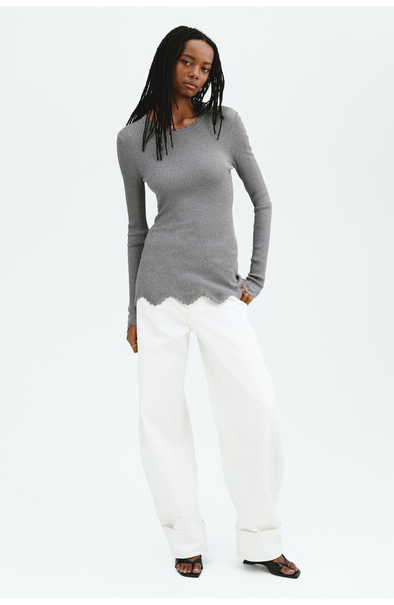 H&M Glittery Viscose Top, Alternate, color, Gray