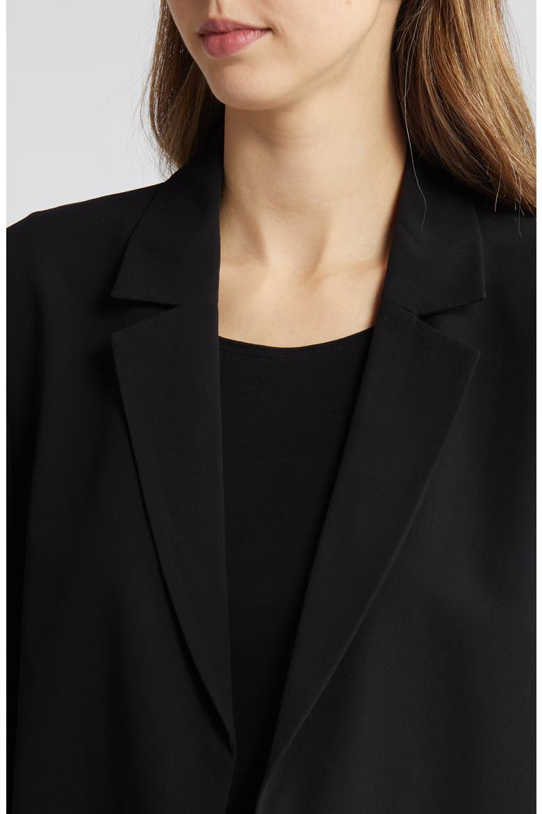 Open Front Silk Blazer, Alternate, color, BLACK