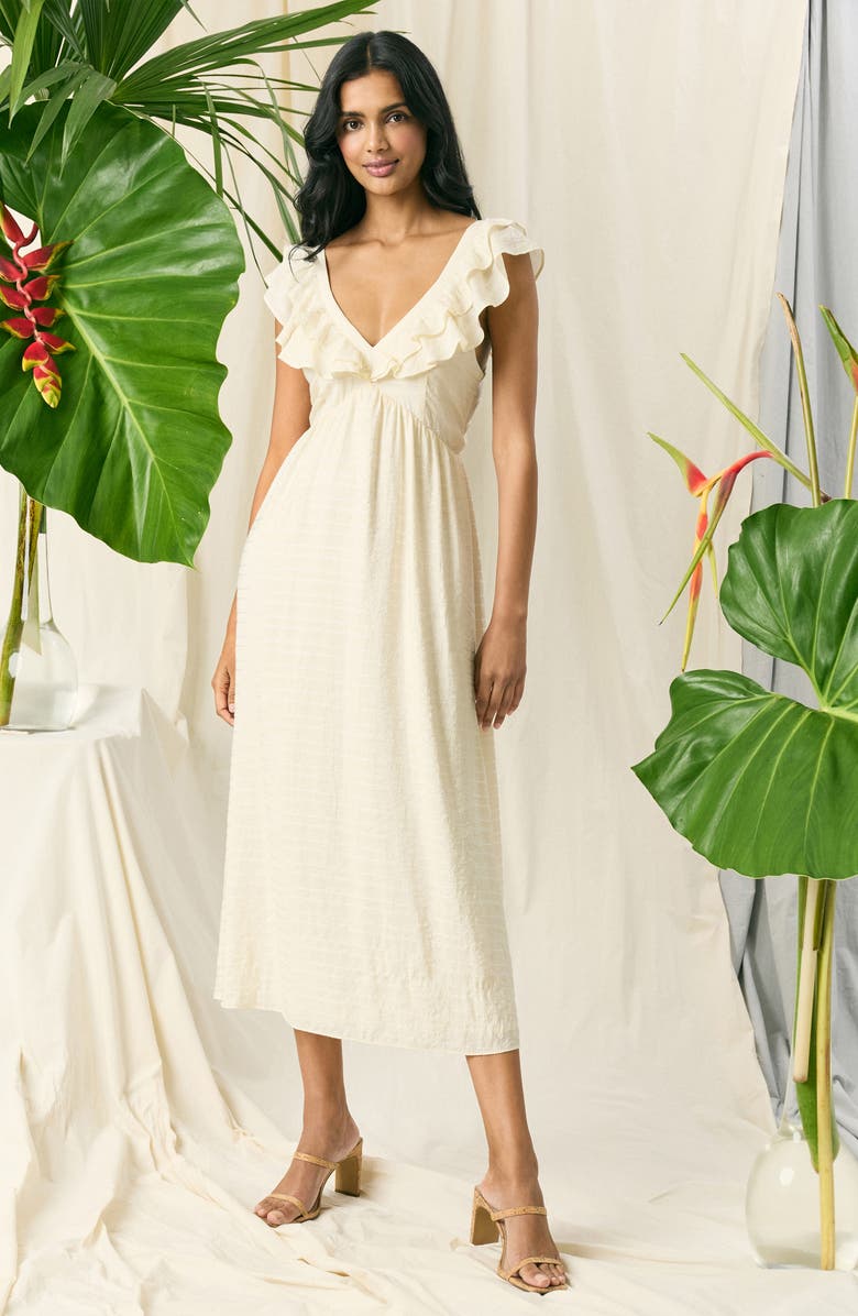 The Good Journey Whimsy Tie Back Woven Dress, Alternate, color, Ivory
