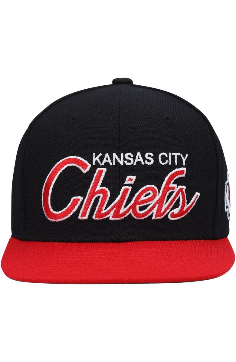 Mitchell & Ness Youth Mitchell & Ness Black/Red Kansas City Chiefs Team Script Snapback Hat, Alternate, color, Black