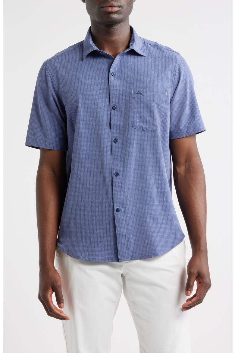 Bahama Coast Venice Vines IslandZone® Short Sleeve Button-Up Shirt, Main, color, DARK BLUESTONE