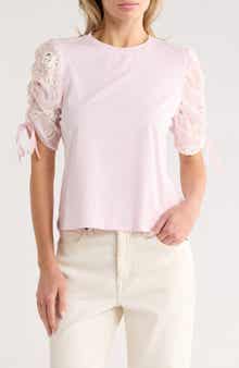 Nicole Miller Sequin Embellished Puff Sleeve Top