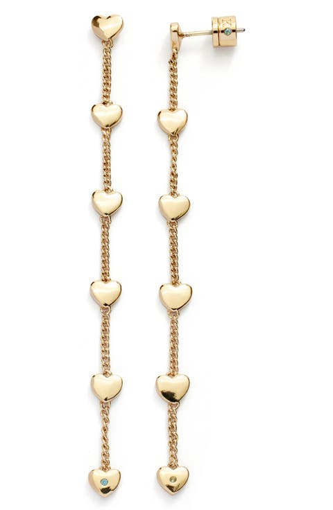 Heart Station Linear Drop Earrings