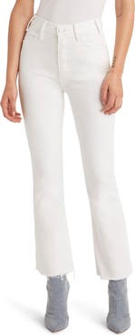 MOTHER The Hustler High Waist Fray Hem Ankle Bootcut Jeans