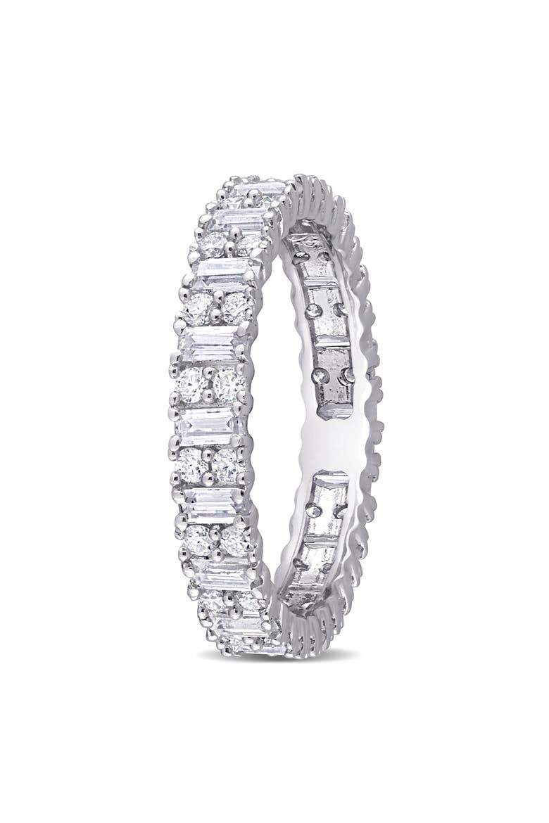 Sterling Silver Lab Created Moissanite Eternity Ring, Alternate, color, SILVER