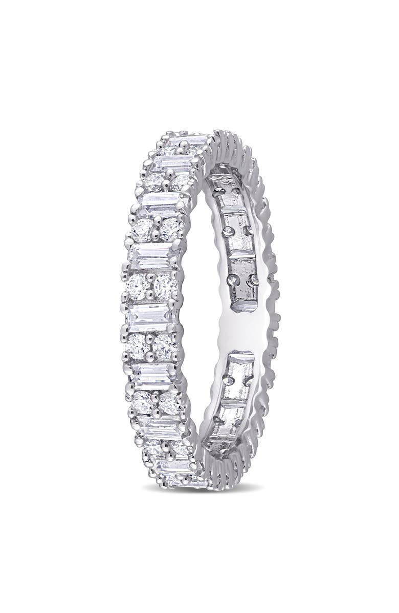 DELMAR Sterling Silver Lab Created Moissanite Eternity Ring, Alternate, color, Silver