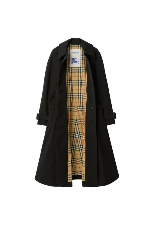 Burberry Long Gabardine Ellingham Fit-and-flare Car Coat In Black