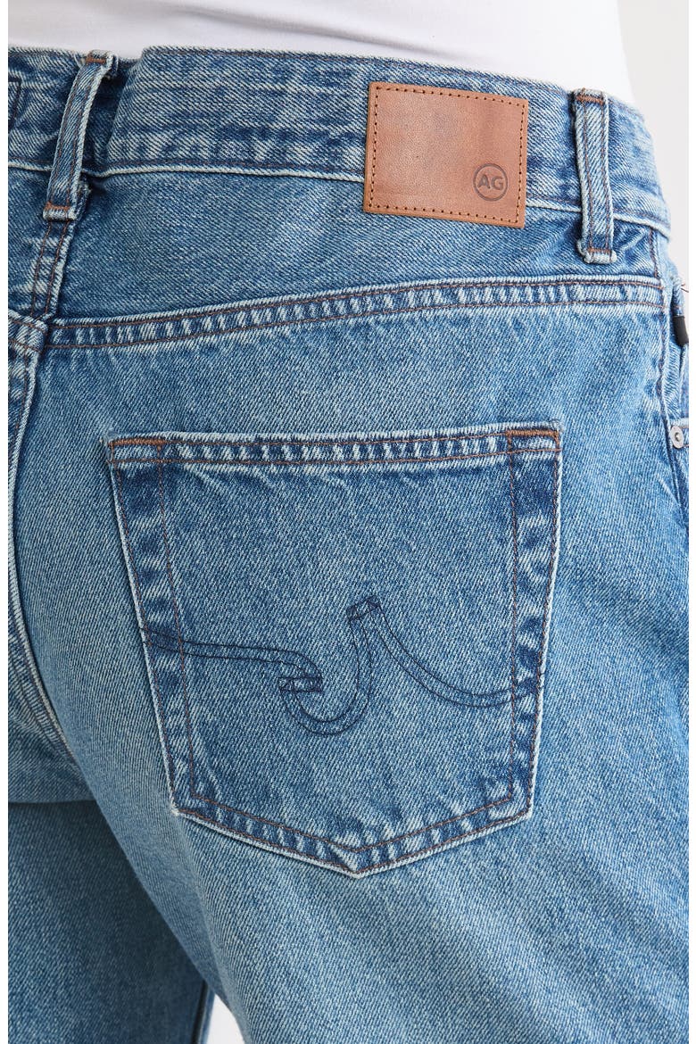 Ex-Boyfriend Distressed Raw Hem Mid Length Denim Shorts, Alternate, color, NOUVEAU