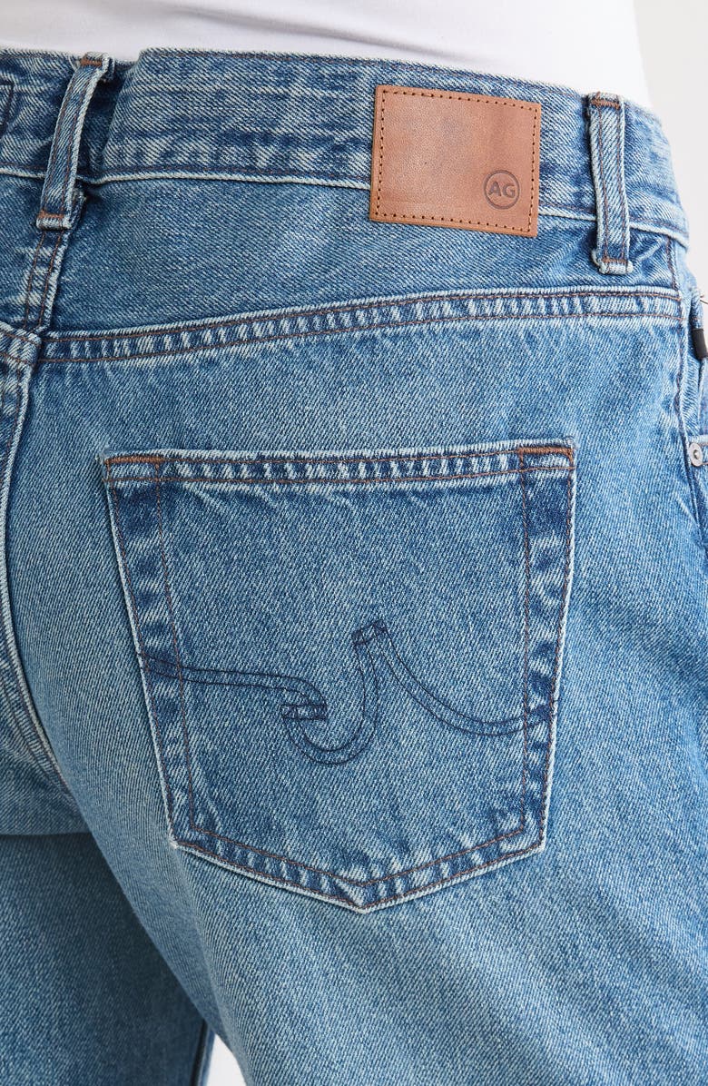 AG Ex-Boyfriend Distressed Raw Hem Mid Length Denim Shorts, Alternate, color, Nouveau