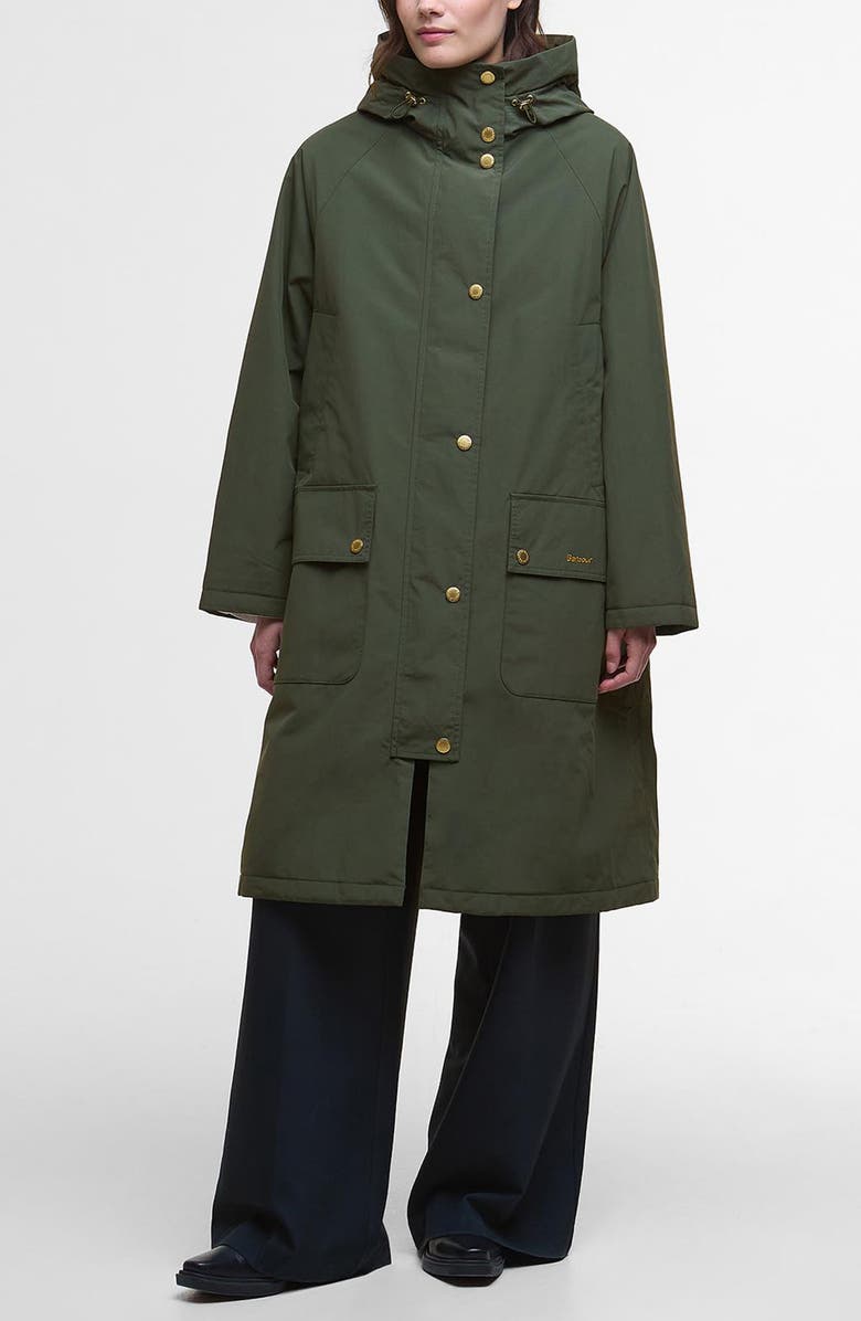 Barbour Catalina Hooded Water Resistant Coat, Main, color, Olive