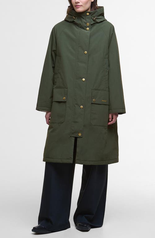 Barbour Catalina Hooded Water Resistant Coat In Green