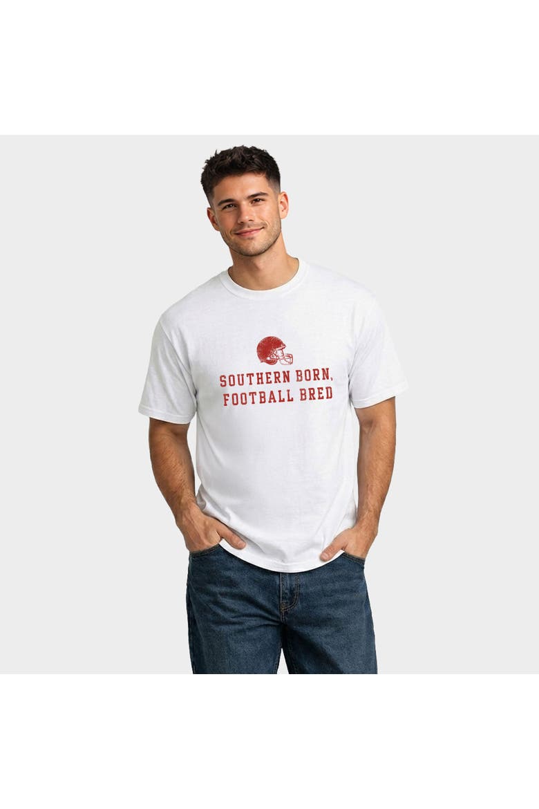 Southern Born Football Bred Helmet Garment Dyed T-Shirt, Main, color, White