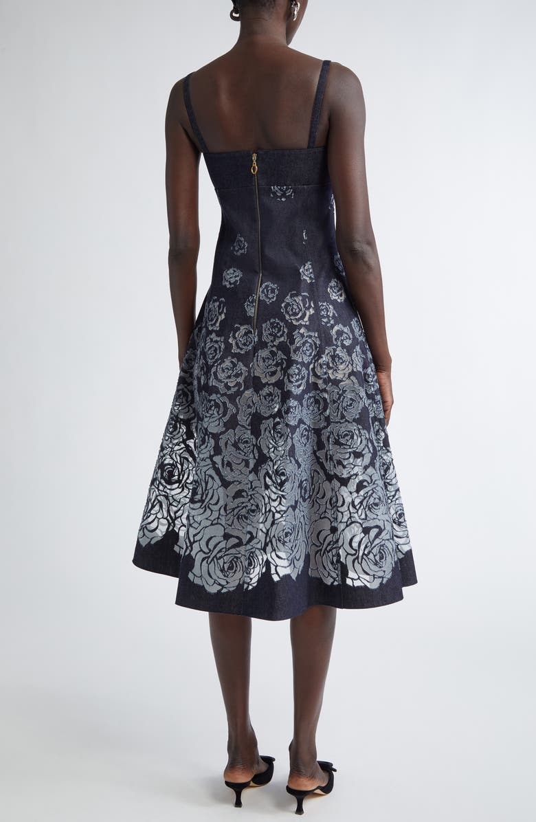 Oscar de la Renta Devoré Rose Denim Dress, Alternate, color, 