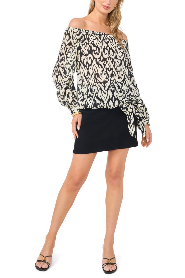 Off the Shoulder Long Sleeve Top, Alternate, color, RICH BLACK