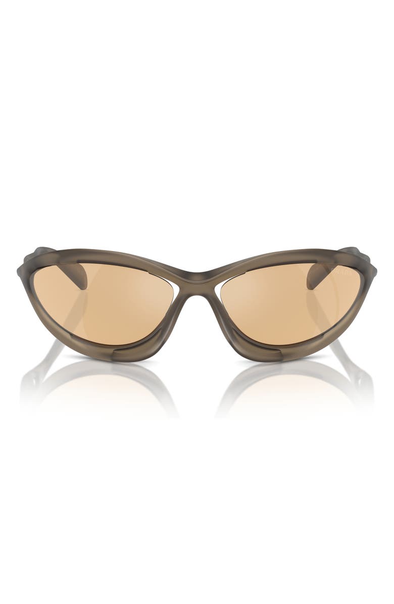 Prada 63mm Oversize Cat Eye Sunglasses, Alternate, color, Loden Frosted/ Orange Mirror