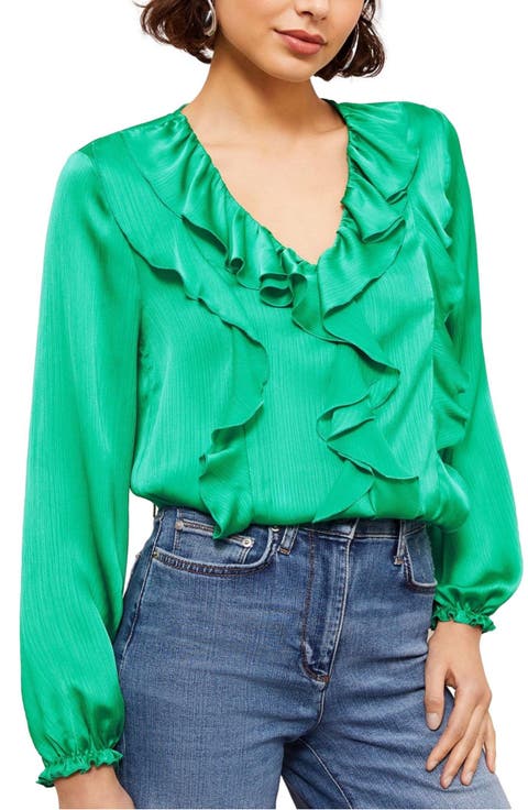 Ruffle Crinkle Satin Top