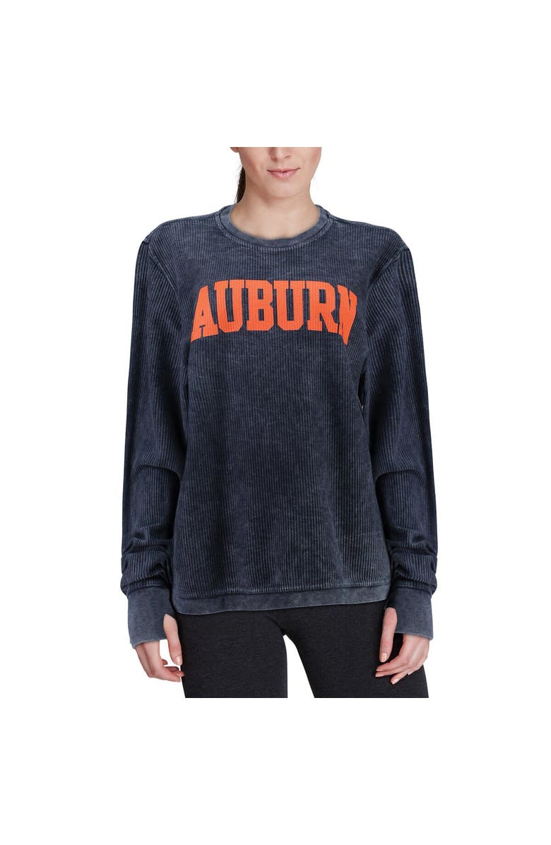 PRESSBOX Women's Pressbox Navy Auburn Tigers Comfy Cord Vintage Wash Basic Arch Pullover Sweatshirt, Alternate, color, Navy