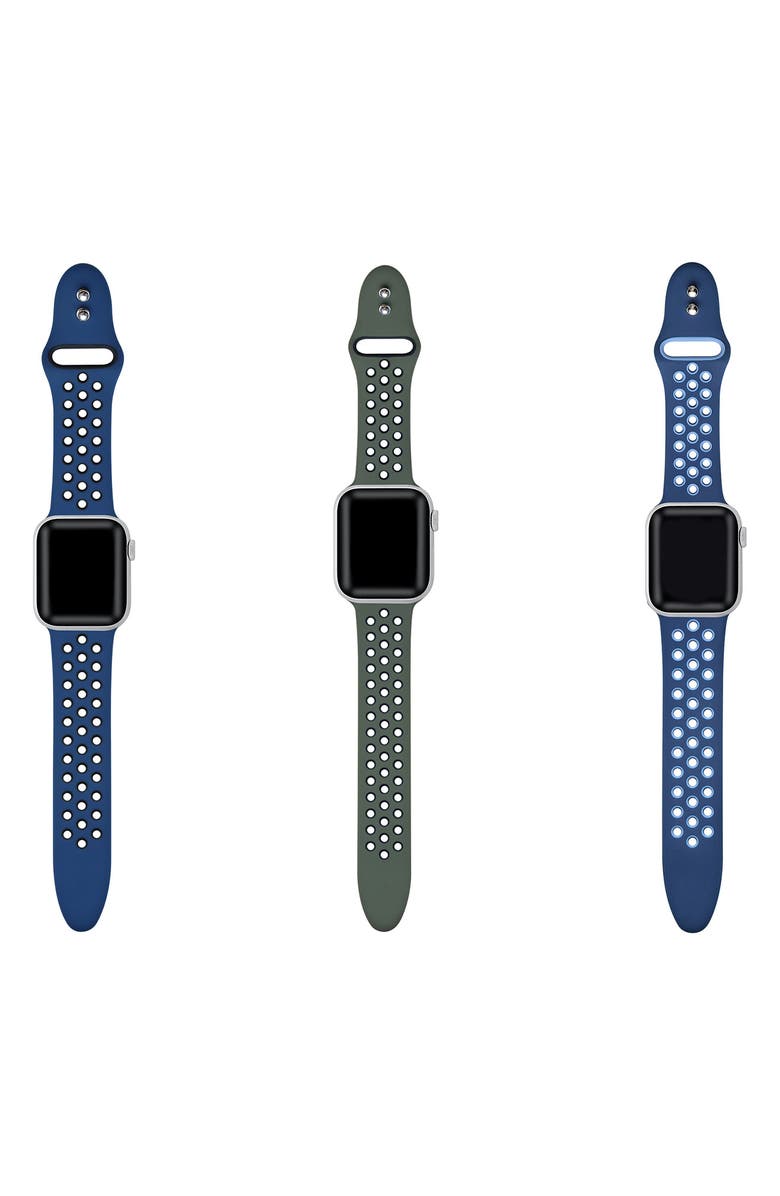 The Posh Tech Assorted 3-Pack Silicone Apple Watch<sup>®</sup> Watchbands, Alternate, color, Assorted