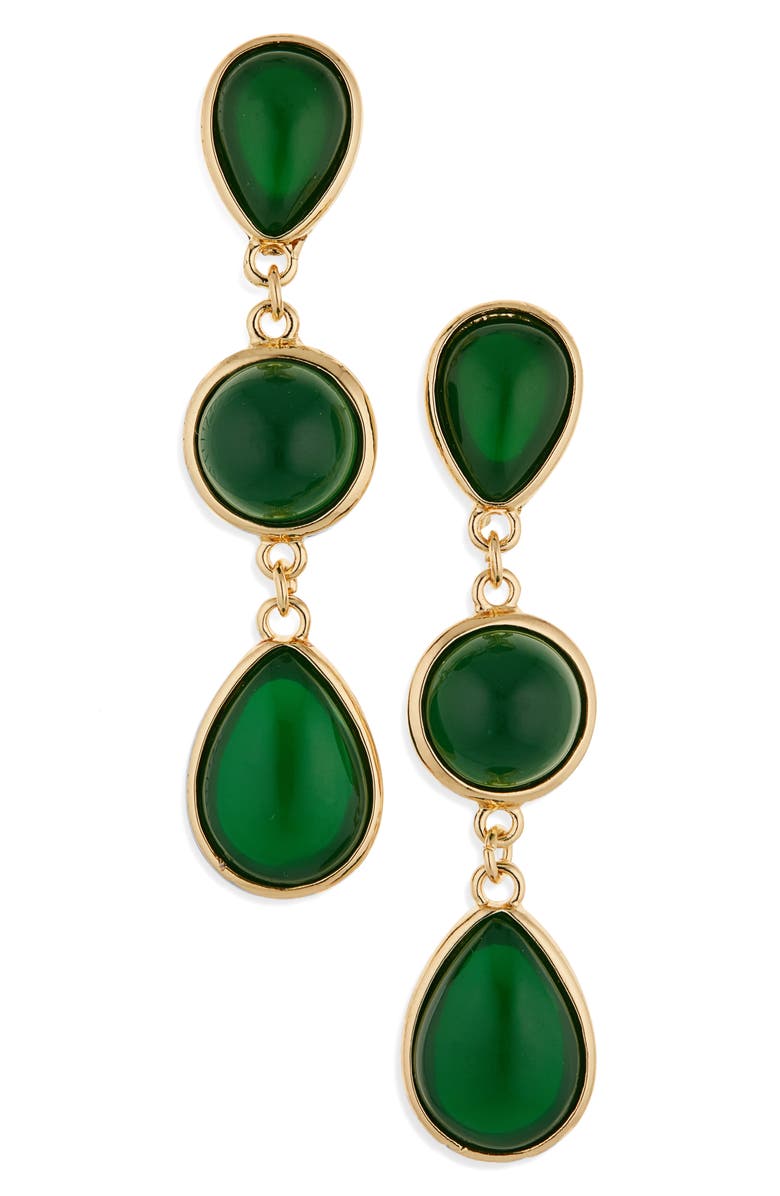 Cara Crystal Fringe Drop Earrings, Main, color, Green