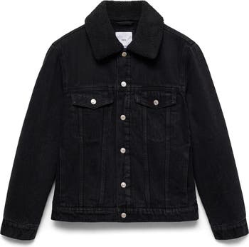 Faux Shearling Lined Denim Jacket