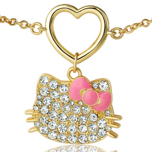 Hello Kitty Pave Heart Charm Bracelet In Gold