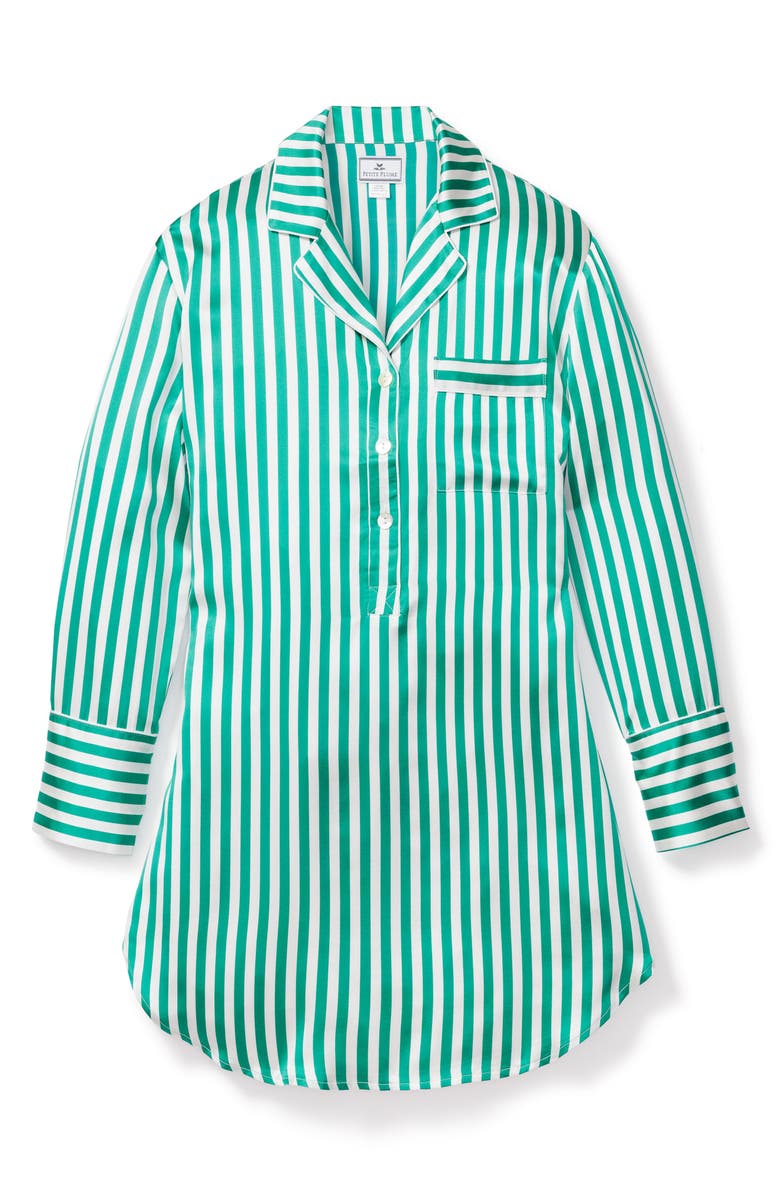 Petite Plume Stripe Silk Nightshirt, Main, color, 