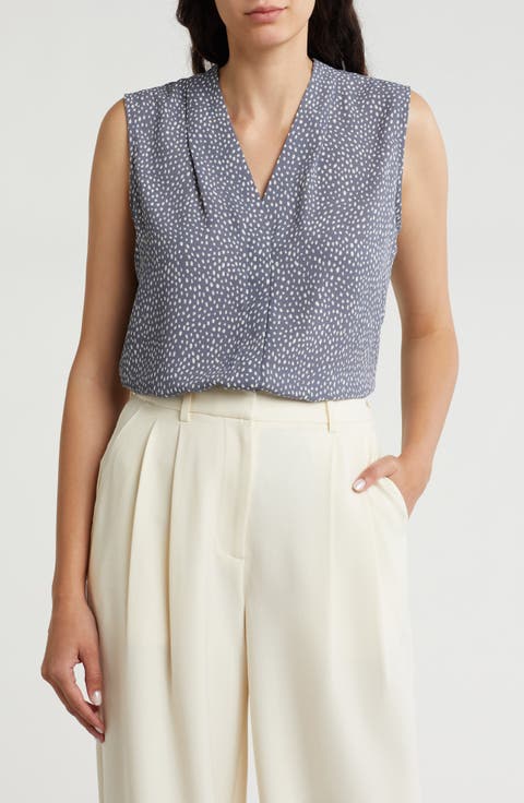 V-Neck Sleeveless Woven Shell Top