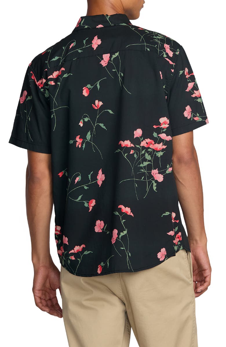 RVCA Botanical Print Short Sleeve Button-Up Shirt, Alternate, color, 