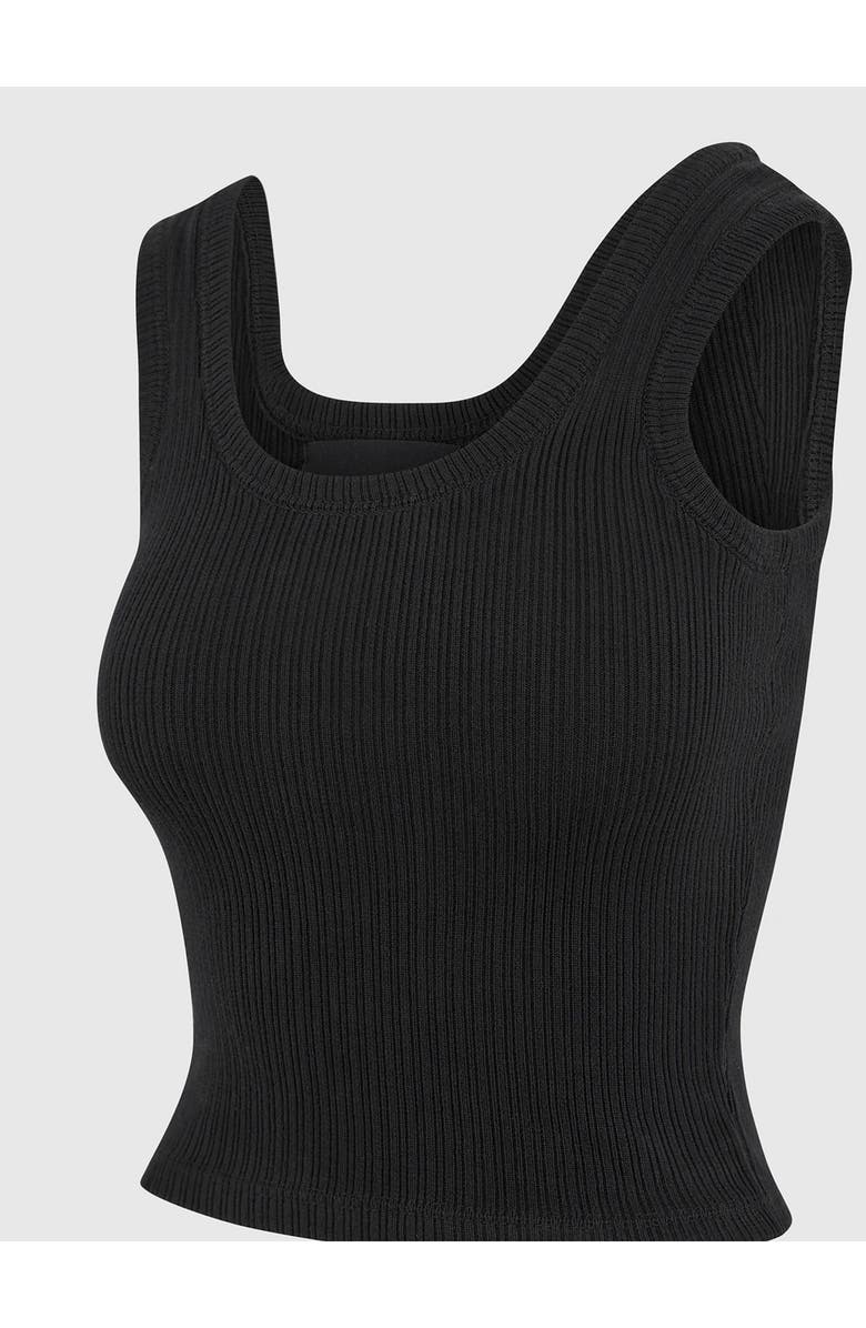 Manière De Voir Liane Scoop Neck Ribbed Vest, Alternate, color, Black