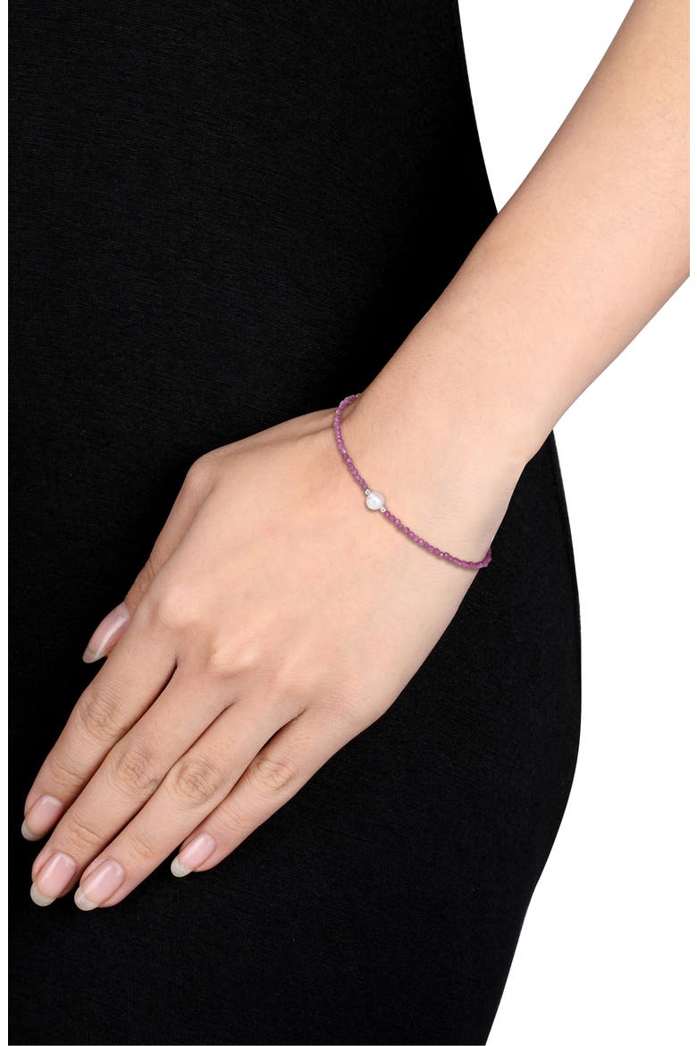 Cultured Freshwater Pearl & Ruby Beaded Bracelet, Alternate, color, PINK
