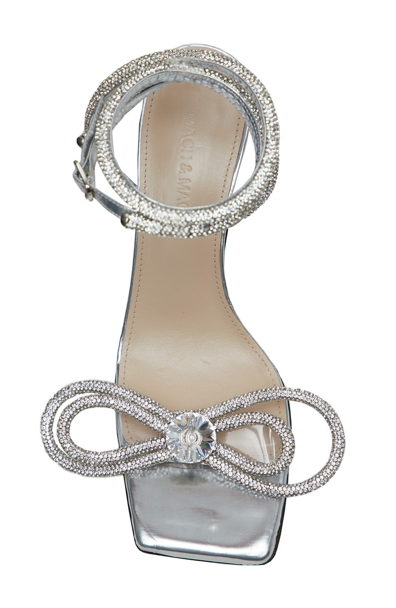 Mach & Mach Double Crystal Bow Square Toe Sandal, Alternate, color, 