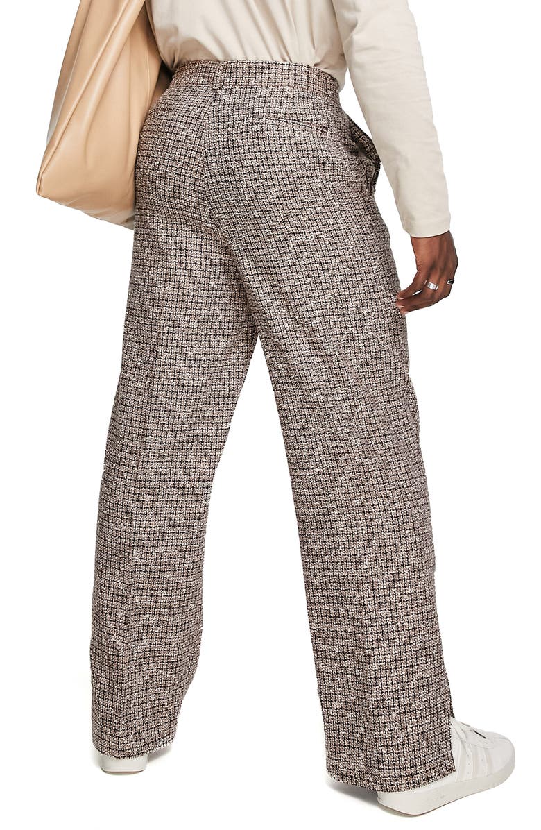 ASOS DESIGN Wide Leg Wool Blend Split Trousers, Alternate, color,